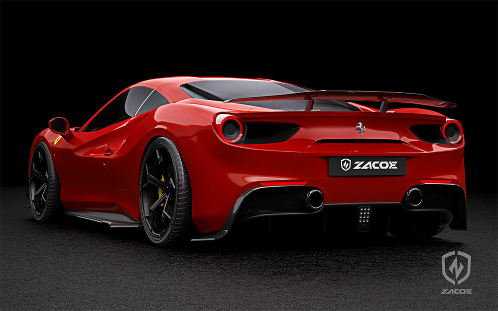 ZACOE Rear Side Flaps Carbon Fiber - Ferrari 488 GTB