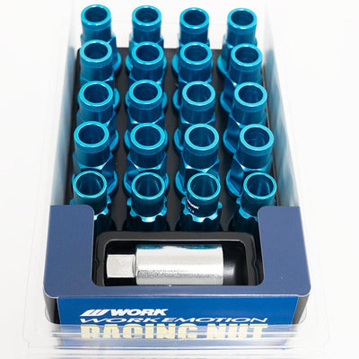 WORK Wheel Nuts and Locking Nuts Set M12X1.25 - Open end - Blue
